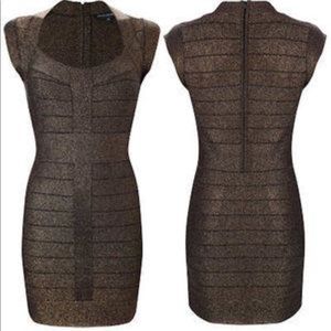 French Connection Bandage Black & Gold Shimmer